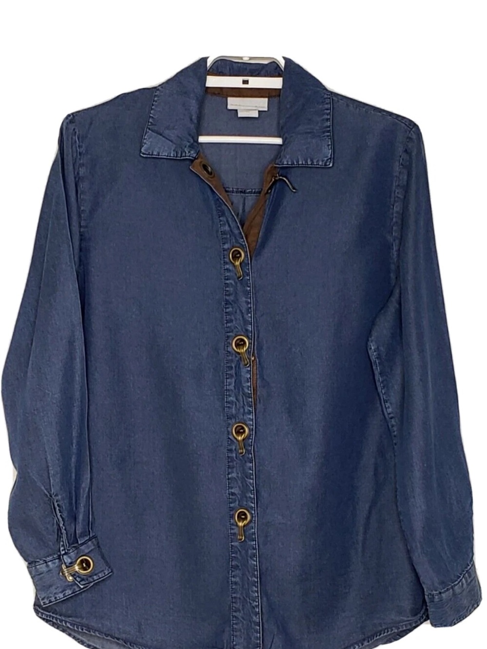 Soft Surroundings Western Tencel Blue Shirt Jacket Shacket Medium Oversized